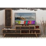 Vivense Esmob Betong Plus Joseph Tv Ünitesi, Meşe-Koyu Beton - Ceviz - 140 cm x 40 cm x 50 cm