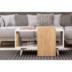 Vivense Esmob Dowel Orta Sehpa, Beyaz-Meşe - 80 cm x 80 cm x 80 cm - Gümüş