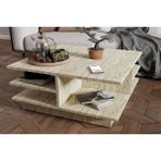 Vivense Esmob Skull Orta Sehpa, Traverten - 80 cm x 80 cm x 40 cm - Fildişi