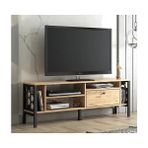 Vivense Hera Tv Ünitesi, Atlantik Çam Siyah - Ceviz - 140 cm x 30 cm x 49 cm