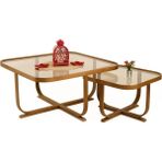Vivense Hisar Ikili Set Orta Sehpa, Ceviz Bronz Cam - 90 cm x 90 cm x 45 cm