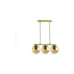 Vivense Irem Sıralı Üçlü Bal Camlı Eskitme Gold Kasalı Avize