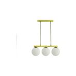 Vivense Irem Sıralı Üçlü Beyaz Camlı Eskitme Gold Kasalı Avize