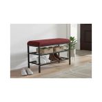 Vivense Luxe Keten Kumaşlı Puf Ayakkabılık Bench, Bordo