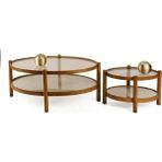 Vivense Magnum Ikili Orta Sehpa, Ceviz Gri Mermer - 80 cm x 110 cm x 48 cm