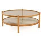 Vivense Magnum Orta Sehpa, Meşe Beyaz Mermer - 80 cm x 110 cm x 48 cm