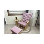 Vivense Mama Puflu Sallanan Sandalye, Anka Pembe, Naturel Ahşap