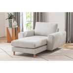 Vivense Merlin Daybed, Fitilli Kol, Naturel, Recycled, Açık Gri - 91 cm x 44 cm x 21 cm