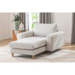 Vivense Merlin Daybed, Kalın Kol, Naturel, Recycled, Açık Gri - 91 cm x 44 cm x 21 cm