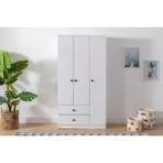 Vivense Metalia Home Düğme Gardırop, 3 Kapaklı 2 Çekmeceli - 90 cm x 44 cm x 175 cm - Beyaz