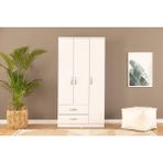 Vivense Metalia Home Gardırop, 3 Kapılı 2 Çekmeceli - 90 cm x 44 cm x 175 cm - Beyaz