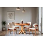 Vivense Miros Natural Ahsap Döşemeli Açılır Masa Takımı, 80X120 - Naturel - 80X120 ACILDIGINDA 80X150 CM