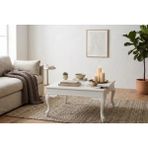Vivense Nitra Modern Country Iskandinav Orta Sehpa, Mat Lake Beyaz - 82 cm x 82 cm x 46 cm