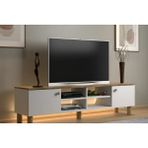 Vivense Nora Bohem Ledli Tv Ünitesi, 2 Kapaklı 4 Raflı, 150 cm - Beyaz - 150 cm x 30 cm x 42 cm