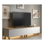 Vivense Nora Bohem Ledli Tv Ünitesi, 2 Kapaklı Dolaplı, 200 cm - Beyaz - 200 cm x 35 cm x 42 cm