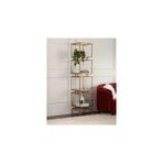Vivense Olope Pirinç Eskitme Metal Dört Raflı Kitaplık - 35 cm x 35 cm x 200 cm - Sarı
