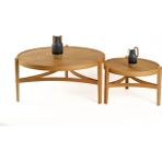 Vivense Ren Ikili Set Orta Sehpa, Meşe Tablalı - 100 cm x 100 cm x 46 cm