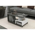 Vivense Sultan Tekerli Orta Sehpa, Antrasit, 86,5X50 cm - 86.5 cm x 50 cm x 36.3 cm - Antrasit; Beyaz
