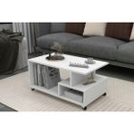 Vivense Sultan Tekerli Orta Sehpa, Beyaz, 86,5X50 cm - 86.5 cm x 50 cm x 36.3 cm