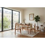 Vivense Sunset Natural Ahşap Açılır Mutfak Masa Takımı, 4 Döşemeli Sandalyeli, 80X120 cm - Naturel - 80x120 acılınca 80x150