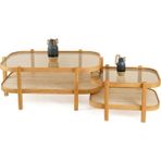 Vivense Togg Ikili Orta Sehpa, Meşe Traverten Mermer - 70 cm x 110 cm x 48 cm