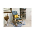 Vivense Trend Sallanan Sandalye, Mavi Desen, Ahşap, Naturel Ayak