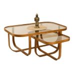 Vivense Tual Ikili Set Orta Sehpa, Ceviz Bronz Cam - 70 cm x 110 cm x 42 cm