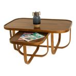 Vivense Tual Ikili Set Orta Sehpa, Ceviz Tablalı - 70 cm x 110 cm x 42 cm