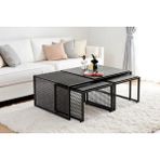 Vivense Valensiya Orta Sehpa Takımı, Mermer Desen - 110 cm x 70 cm x 42 cm - Siyah