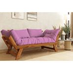 Vivense Woodesk Adalar Masif Ahşap Ikili Kanepe, Tik-Pembe - 75 cm x 180 cm x 70 cm