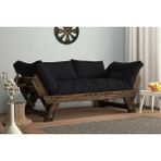 Vivense Woodesk Adalar Masif Ahşap Kanepe, Ceviz-Siyah Renk - 75 cm x 180 cm x 70 cm