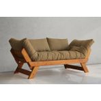 Vivense Woodesk Adalar Masif Ahşap Kanepe, Tik-Camel Renk - Kahverengi - 75 cm x 180 cm x 70 cm