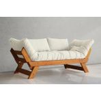 Vivense Woodesk Adalar Masif Ahşap Kanepe, Tik-Kırık Beyaz Renk - 75 cm x 180 cm x 70 cm