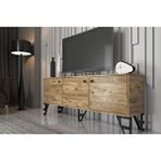 Vivense Wood'n Love Bello Tv Ünitesi, Metal Ayak, Atlantik Çam Siyah, 160 Cm Kahverengi