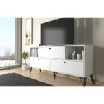 Vivense Wood'n Love Mia Tv Ünitesi, Metal Ayaklı, Beyaz Siyah, 160 cm - 160 cm x 35 cm x 70 cm