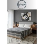 Vivesta Home %100 Pamuk Saçaklı Tek Kişilik Yatak Örtüsü - Koltuk Örtüsü - 160X220 – Şık ve Modern Tasarım - Siyah - 160 x 220 cm