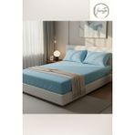 Vivesta Home 180X200 Çift Kişilik Lastikli Çarşaf Seti + 2 Adet 50X70 Yastık Kılıfı | Kaymaz, Yumuşak Kullanım - Mavi - 180×200