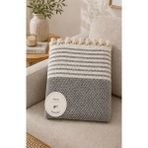Vivesta Home 180X230 cm Pamuklu Hasır Dokuma Koltuk Örtüsü Kaymaz Şal Örtü Çekyat Kanepe Koruyucu Premium Seri - 180 x 230 cm - Gri