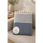 Vivesta Home 180X230 cm Pamuklu Hasır Dokuma Koltuk Örtüsü Kaymaz Şal Örtü Çekyat Kanepe Koruyucu Premium Seri - 180 x 230 cm - İndigo