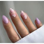 Vivid Charm Vividcharm 24 Lü Lila Renk ve Çiçek Desenli Takma Tırnak Seti