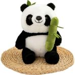 VividDonald Bambu Panda Peluş Oyuncak Sevimli Yastık Bambu Bebek Simülasyon Panda Bebek (Yurt Dışından) - Beyaz - Siyah