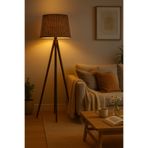 Vivido Home Ceviz Hasır Kahve Ahşap Lambader