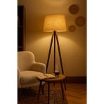 Vivido Home Ceviz Rattan Hasır Ahşap Lambader Bej Renkli Modern Tasarım ve Enerji Tasarruflu