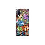 Vivo Y20 ile Uyumlu Grafiti Mini Tasarımlı Şeffaf Silikon Kılıf