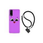 Vivo Y20 ile Uyumlu Kılıf Silikon Desen Boyun Askılı Purple Sweety 1717