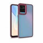 Vivo Y21S ile uyumlu Kılıf Kamera Nikelaj Kenar Renkli Kapak Kırmızı