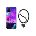Vivo Y21s ile Uyumlu Kılıf Resimli Desenli Silikon Boyun Askılı Purple Way 1843