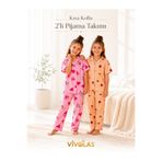 Vivolas Kız Çocuk 2’li Pijama Takımı 7-11 Yaş Kısa Kollu Pamuklu Önden Düğmeli Rahat Kalıp