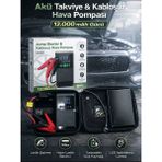 Vivopack Şarjlı 12.000 Mah Taşınabilir Çanta Araç Akü Şarj Takviyeli Işıklı Hava Kompresörü Powerbankli