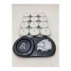 Vivus In Aslan Burcu Mumluk 3 Adet Tealight Balmumu Mum Hediyeli Özel Kutusunda Siyah